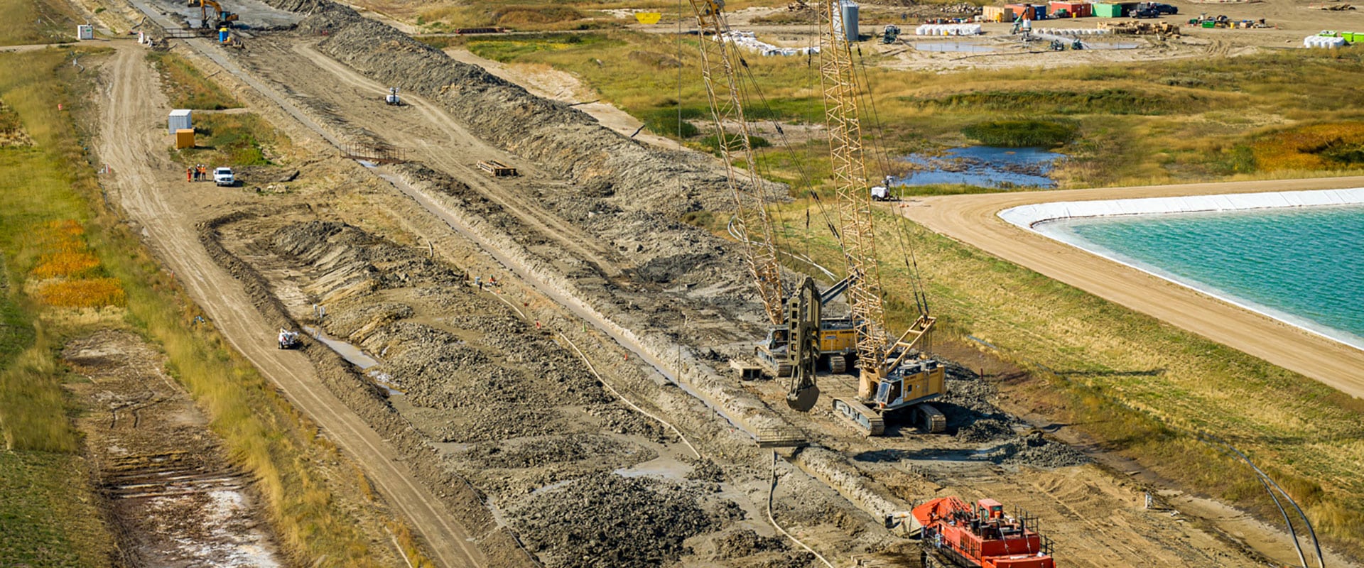 Bethune Mine remediation barrier wall construction