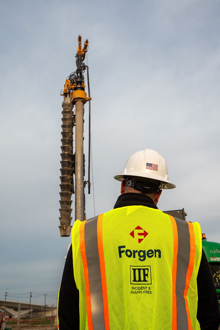 deep foundations installation at Channel Segment C